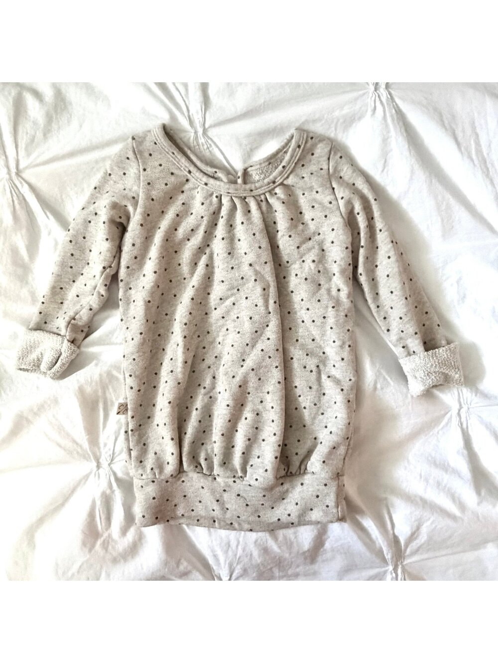 Childhoods Clothing Tan Polka Dot Ribbon Sweatshirt Dress [COPY]
